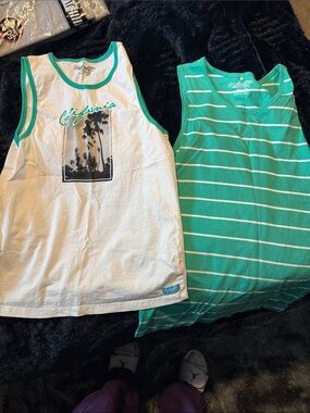 Hollister Teal & White Kids' Tank Top Duo